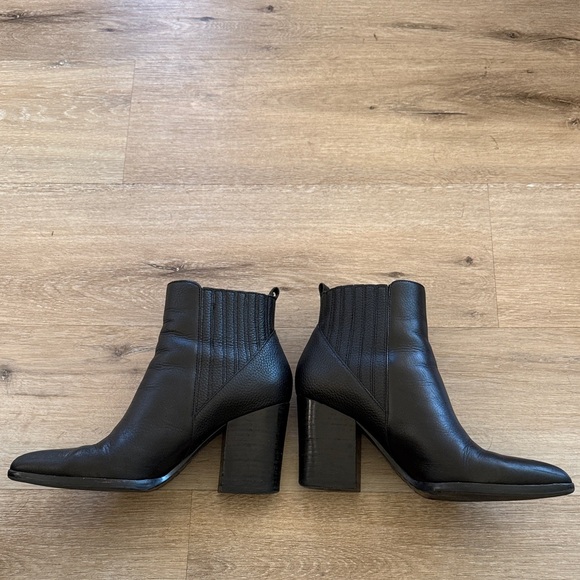 Black Leather Ankle Boots - Picture 6 of 7